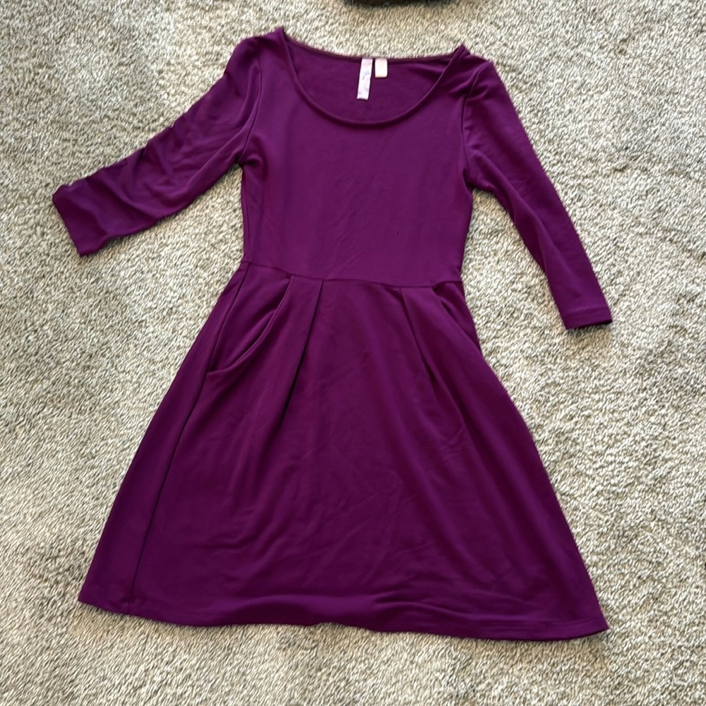Purple Dress with Pockets and Sleeves
